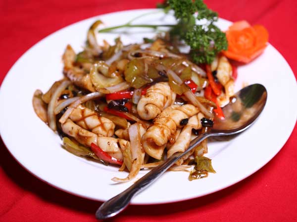 Sautéed Squid with Mixed Vegetables